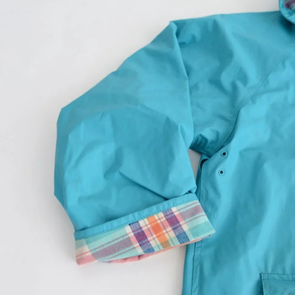Vintage Sequence Teal Rain Jacket with Rainbow Lining Size  20 - Picture 12 of 15